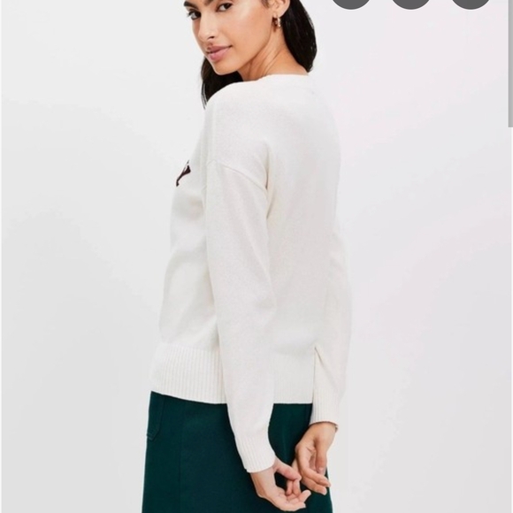 NWT Varsity Tennis Lacrosse Women's Cream Crew Neck Loft Sweater Small - Picture 2 of 5